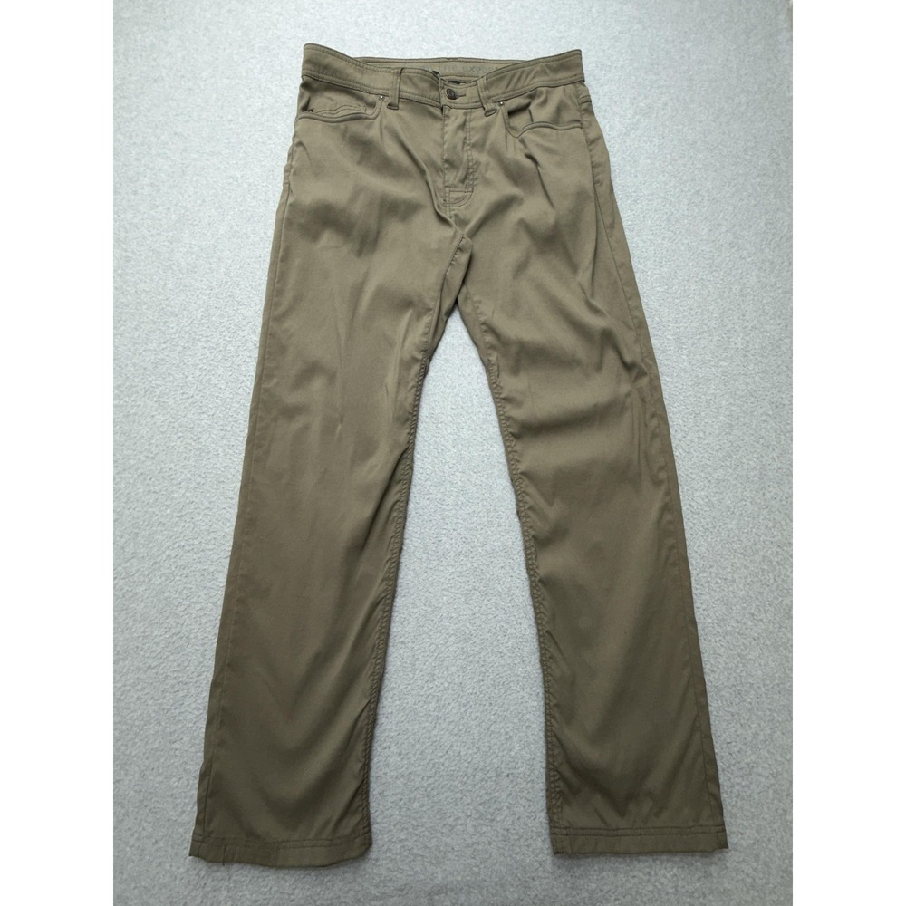 PrAna Pants Mens 33x32 Brown Nylon Stretch Slim Fit Straight Casual Travel Wear
